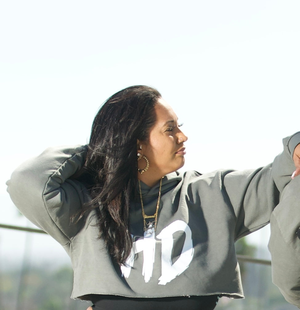 Woman’s cropped HD Gray Heavy Hoodie