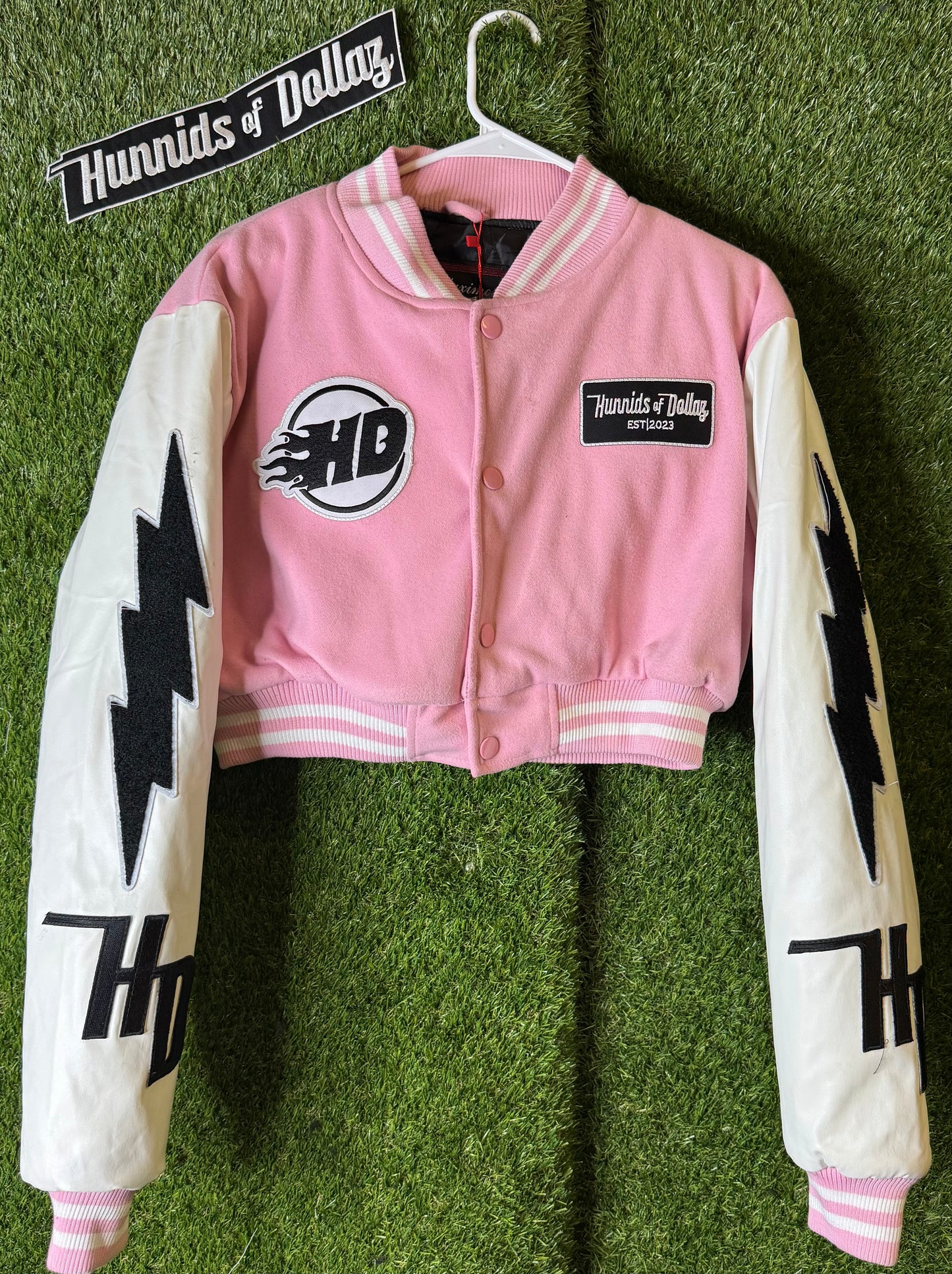 HD pink & White Letterman Jacket