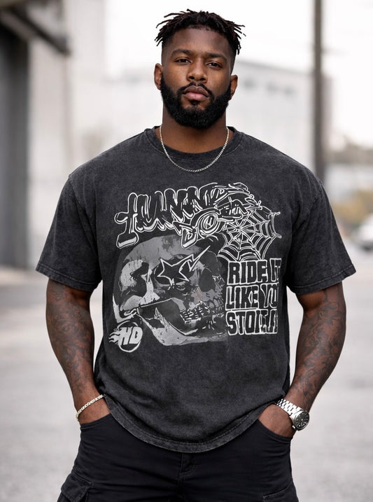 Black and white skull head