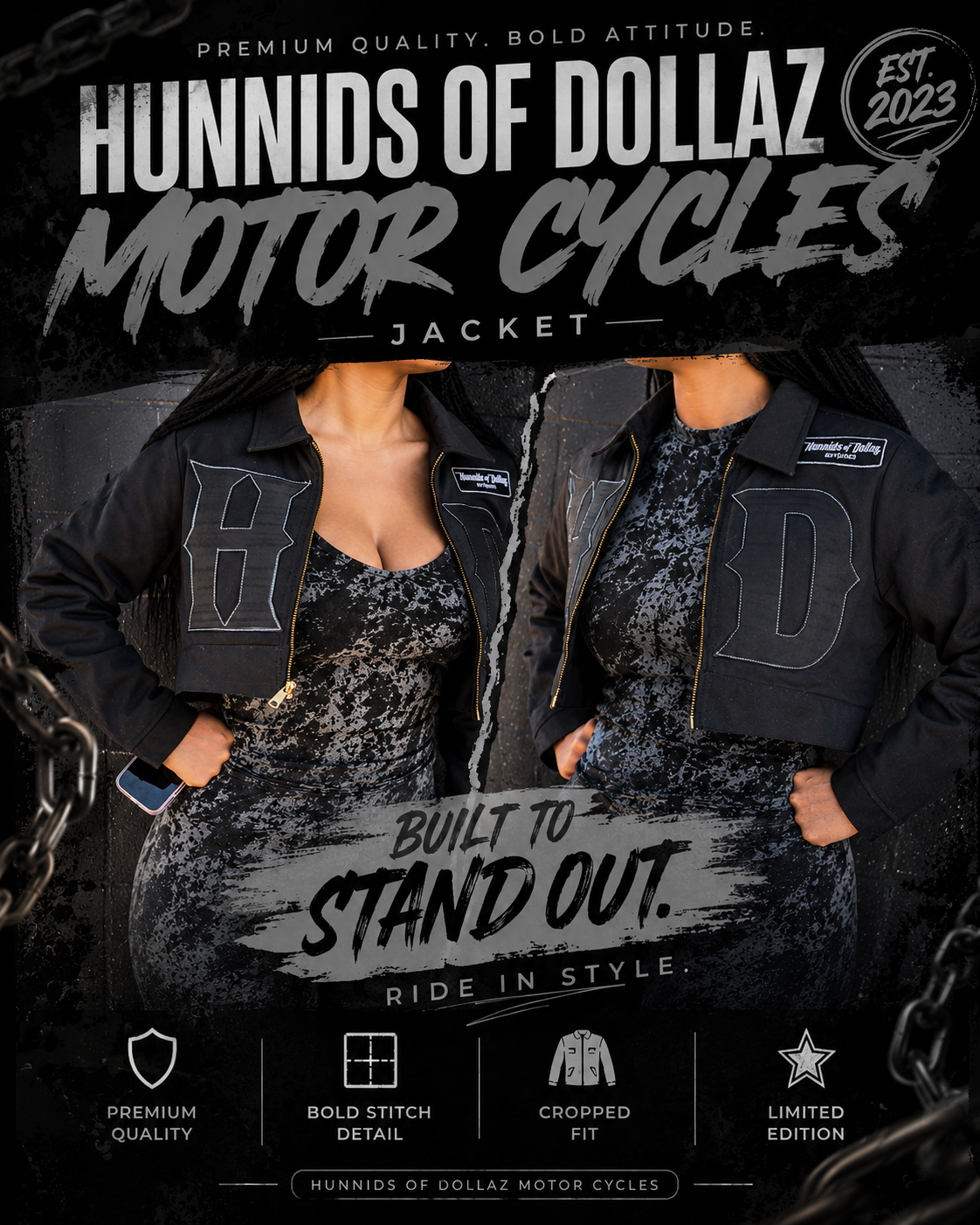 HD Signature Black cropped jacket