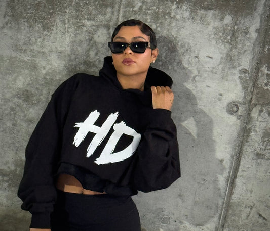 Woman’s cropped HD black Heavy Hoodie BLACK FRIDAY SALE