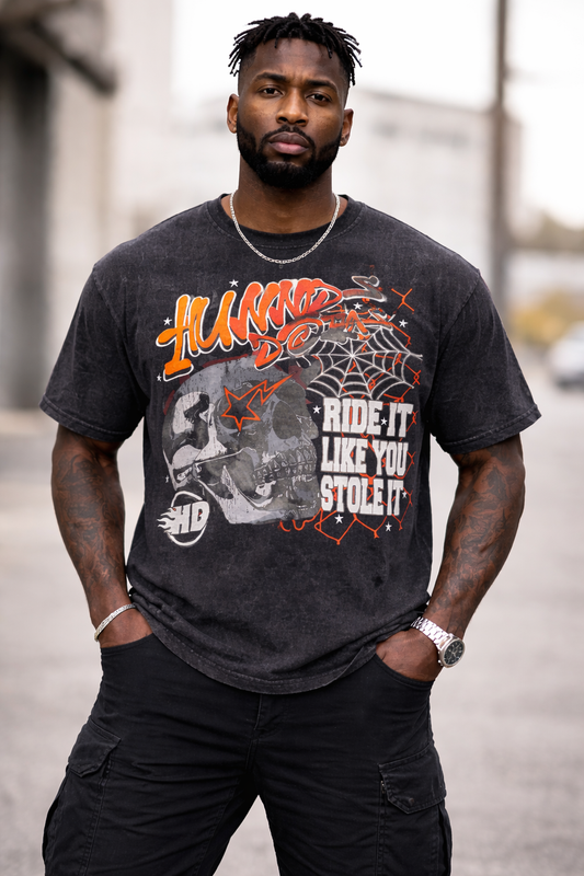 Orange Skull graphic T-shirt