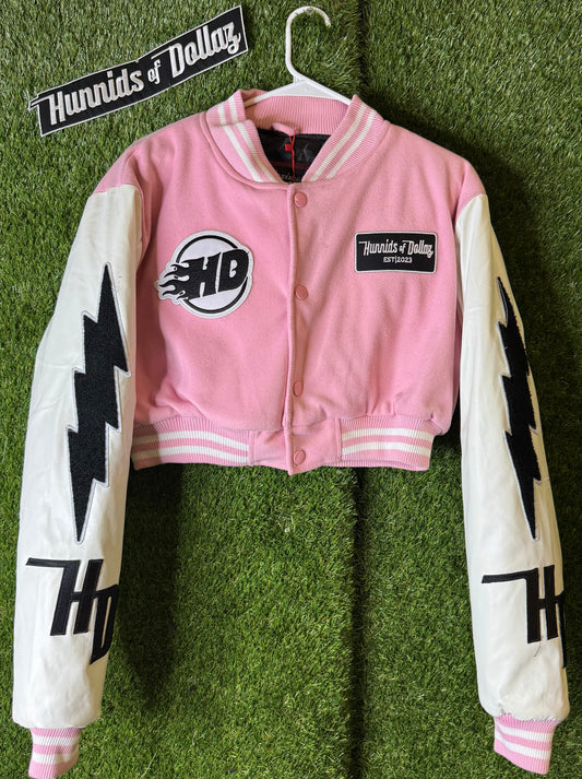 HD pink & White Letterman Jacket