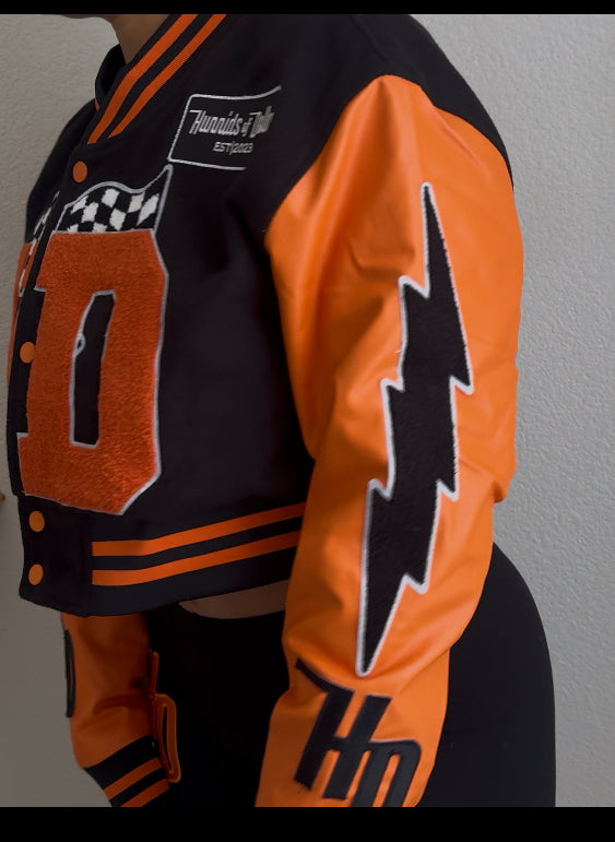 Black & Orange letterman jacket 🔥