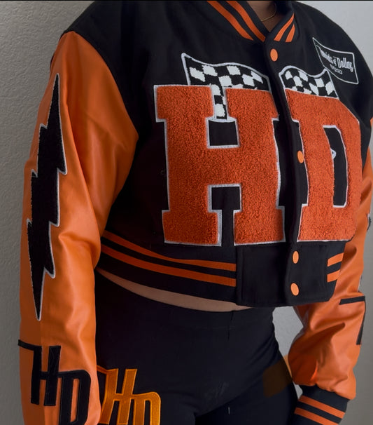 Black & Orange letterman jacket 🔥
